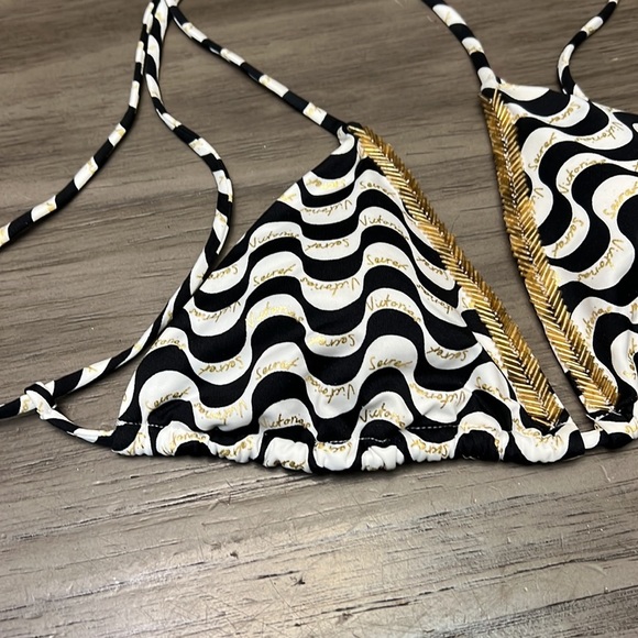 VICTORIA’S SECRET BLACK WHITE GOLD BIKINI SMALL - Picture 6 of 15